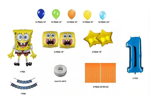 Tienda de Globos Combo Arco Globos Bob Esponja Metalizados Decoracion 1