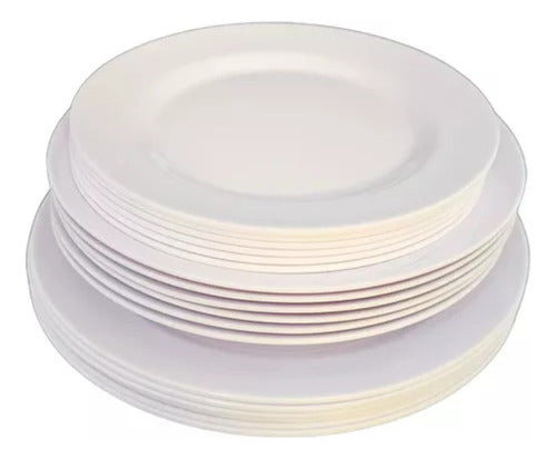 Levys Bazar Set X18 Piezas Juego De Platos Melamina Asado Comedor Vajill 0