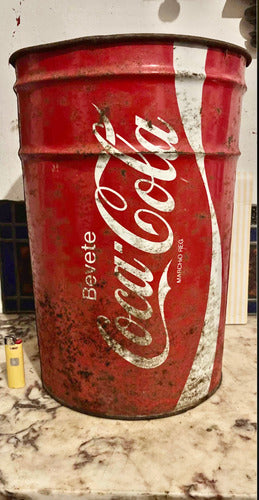 Recipiente Enorme 45cm Chapa Lata Coca Cola Tacho  Italiano 3