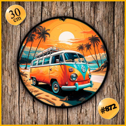 #872 - Vintage Volkswagen Surf Van Beach Decorative Frame 1