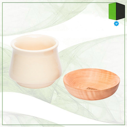 Checa Ceramic Mug with Wooden Saucer for Café Latte 2