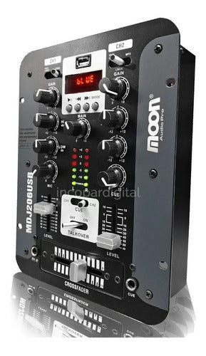 Consola Mixer Dj Moon Mdj 206 Usb 2 Canales Mp3 2