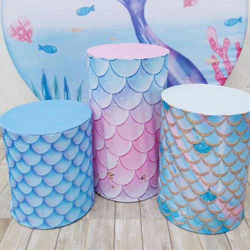 Fantasias En Papel Kit De 3 Fundas Para Mesas Cilíndricas. 45x50 45x60 45x80cm 7