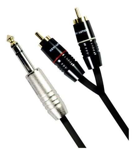 Revolution 1/4 (6.5mm) Stereo to Dual RCA Plug Cable 0