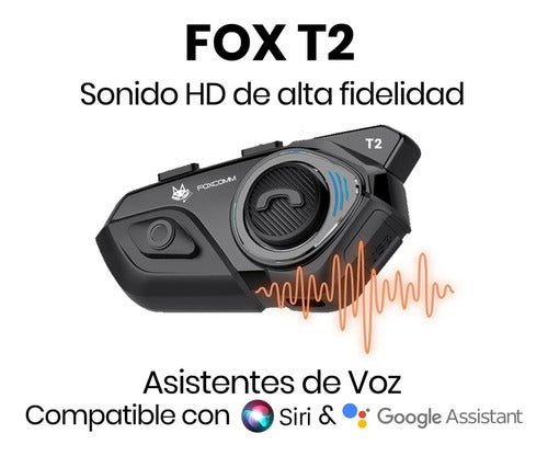 Intercomunicador Bluetooth Casco Moto Fox T2- Multiusuario 1