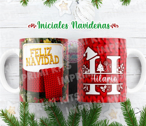 Diseños Navidad Tazas Alfabeto Diseño Sublimar Rojo #tn06 3