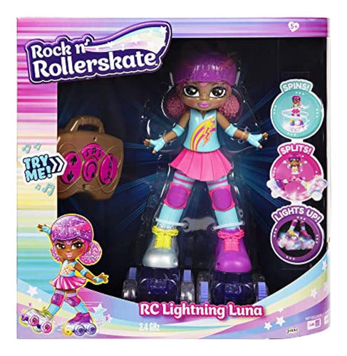 Muñeca Rock N Rollerskate Lightning Luna Light Up Remote Con 4