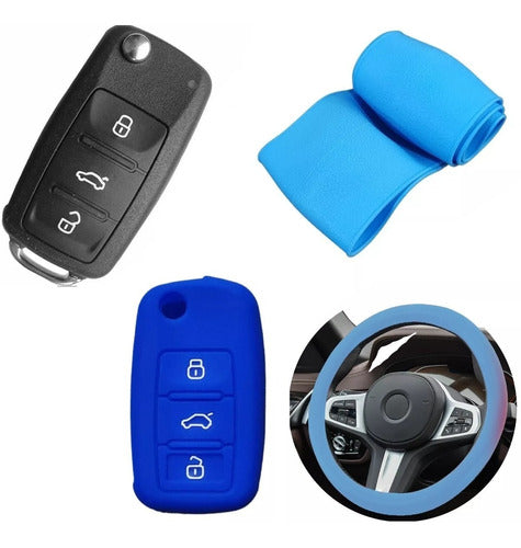 NL Cubre Volante + Funda Llave Silicona - Vw Golf Gli - Azul 0