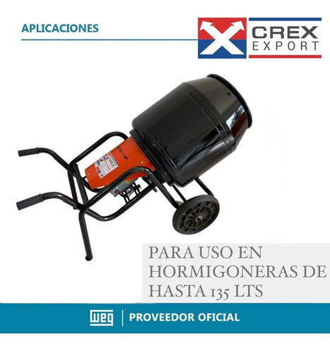 Weg Motor 3/4 Hp Para Hormigoneras Trompitos Mas Polea 7