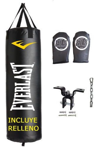Everlast 1.10m Boxing Bag + Filling + Gloves + Ceiling Mount - ELS 0
