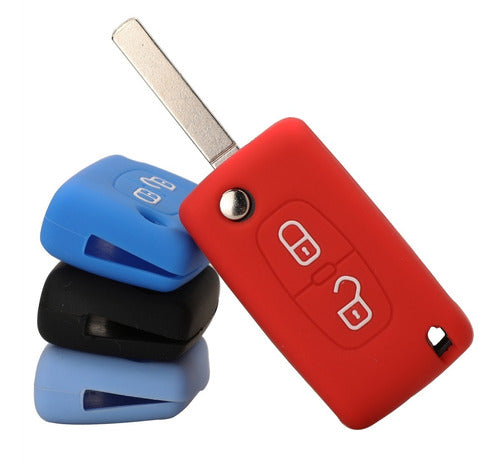 Cubre Volante + Funda Llave Silicona Citroen C4 - Azul 1