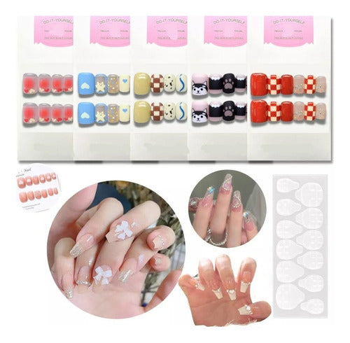 DD2 Square Press-On Nails 24pcs with Adhesive 1