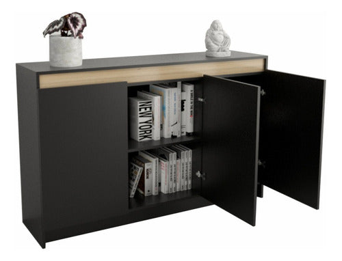 Table's Modern Closed Cabinet with 3 Doors - Black Elm 0