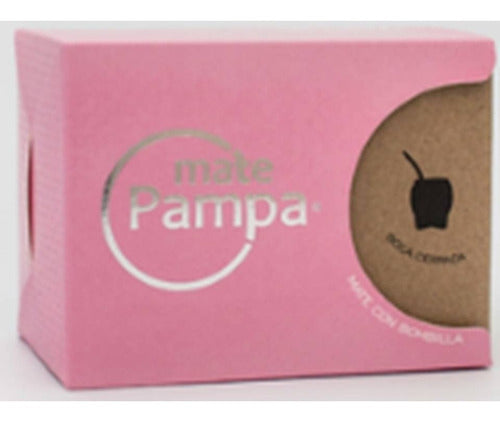 Mate Thermal Pampa Pvc Simile Leather And Pink B Bulb B Closed - Mate Pampa Térmico Pvc Símil Cuero Y Bombilla Rosa B Cerrada