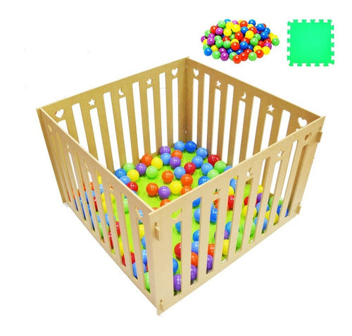 Wooden Foldable Baby Playpen Ball Pit 100x100x33cm 8