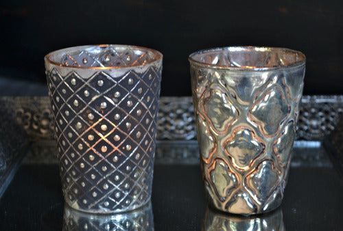 Set of 2 Mercury Glass Candle Holders 1