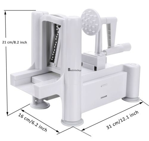 Hoja Triple Super Cocina Espiral Fruta Huller Spiralizer Cho 4