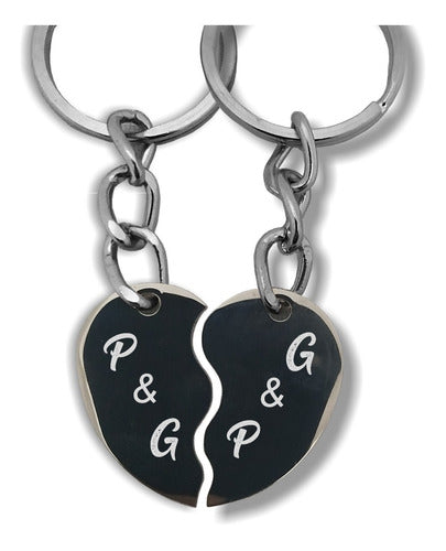 Personalized Half Heart Keychains Surgical Steel 0