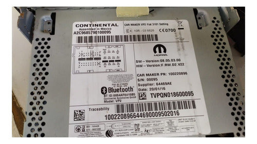 Continental Stereo Code for Fiat Punto X Serial 1