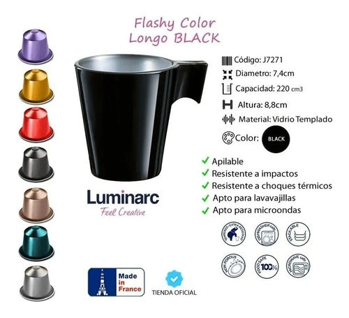 Set of 4 Luminarc Flashy Longo 220 cc Metalized Glass Mugs 7