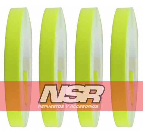 Reflective Fluorescent Tuning Wheel Rim Tape for Motorcycles, Cars, and Bikes - Pack of 4 23