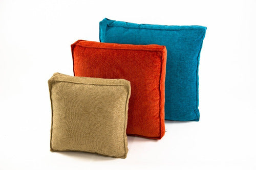 Set of 5 Chenille Cushions with Gusset and Zipper 60x60 81