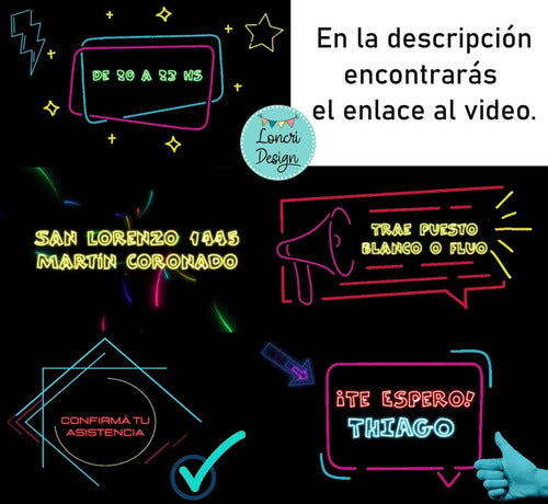 Fluorescent Neon Video Invitation - Thiago Model 2