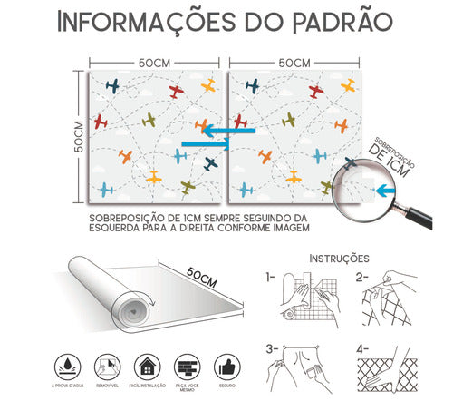 Papel De Parede Adesivo Aviões Infantil Quarto 2,5m 4