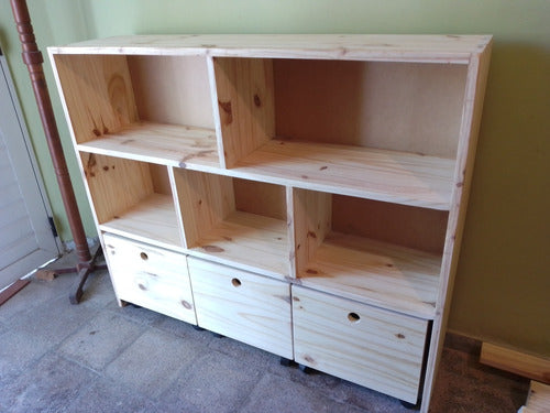 BH Unfinished Pine Toy Organizer with Dimensions 1.20x1.20x30 1