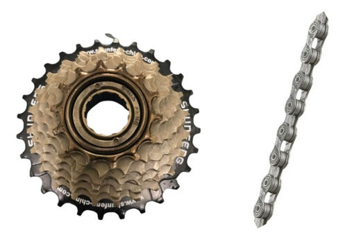 Fast 7-Speed MTB Transmission Set - Sprocket + Chain 0