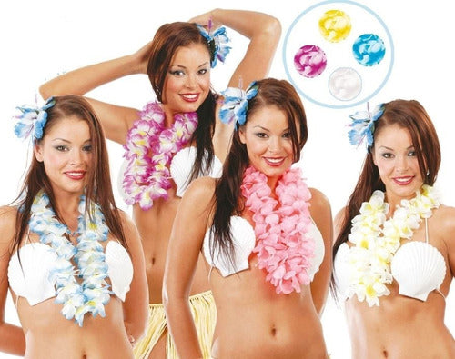 Manzana Cotillon Hawaiian Hula Flower Necklace Combo Assorted Colors x 12 U 1