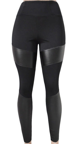 Maleiva Black Lycra Leggings with Bengalina Patches 3