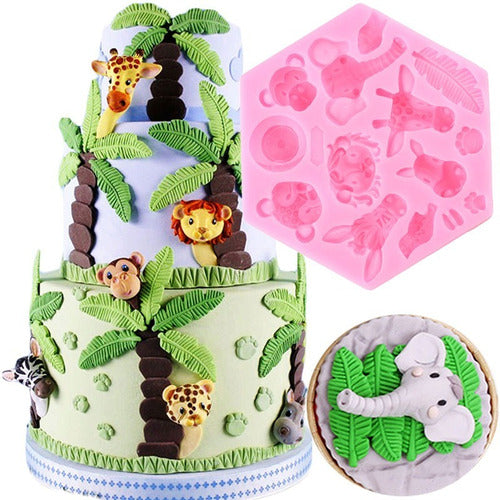 Fun Style Design Molde Silicona Animales De La Selva Jungla Zoo Fondant 0