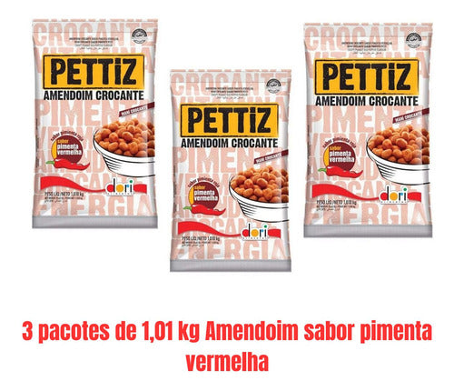 Amendoim Crocante Pimenta Kit 3 Pacotes De 1,01 Kg Cada 0