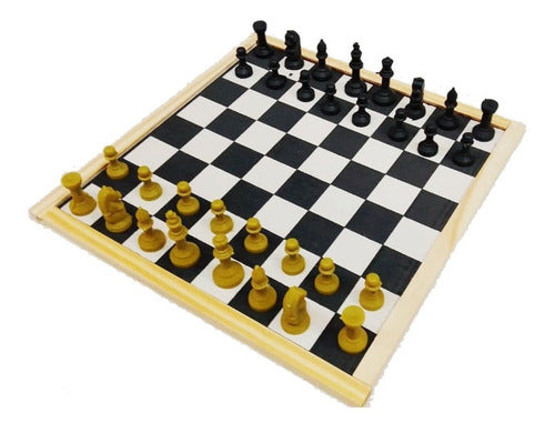 5 Ajedrez Juego Tablero Madera Infantil 28x28 Kaosimport 11 0