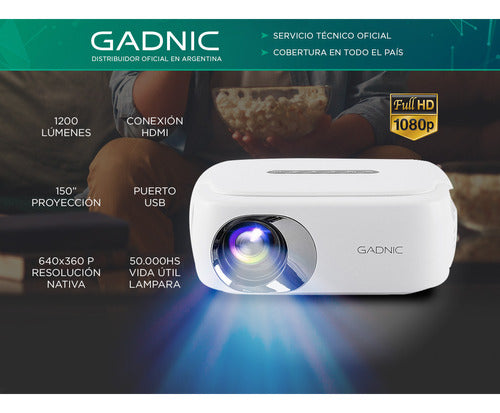 Proyector Gadnic Spectacular 1200 Lumens HDMI USB AV Full HD 1