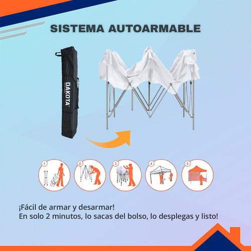 Dakota 3x3 Self-Assembling Folding Gazebo 3 Walls + Door Complete 12