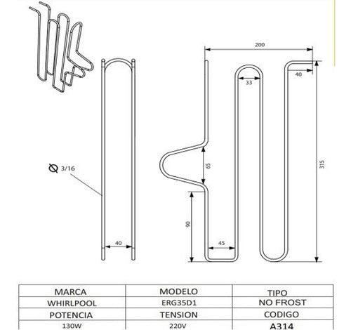 Whirlpool No Frost Aluminum Refrigerator Heater Power 1 0