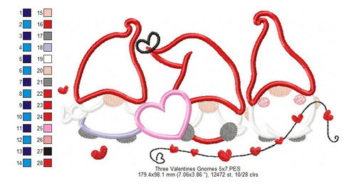Embroidery Machine Design Mat for Valentine Gnome Elf Love 2253 1