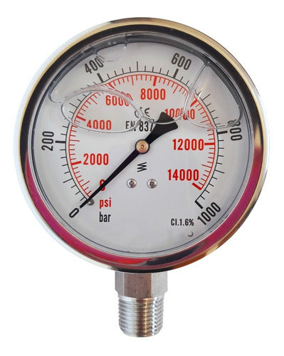 JMG Manometer With Glycerin Filling Range 0-1000 Bar Ø 63mm 0