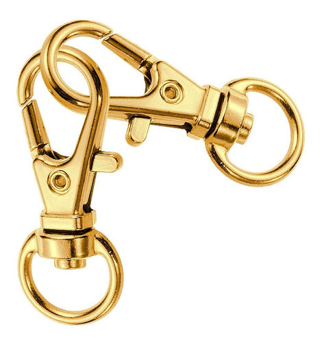 Set of 100 Gold Base Keychain Snap Hooks with Closure 14x30mm 3