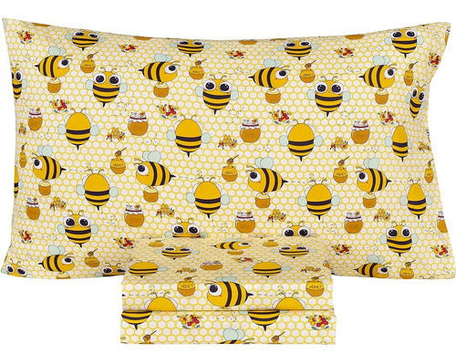 Scientific Sleep Yellow Bee Honey 100% Cotton Cozy Sheet Set 0