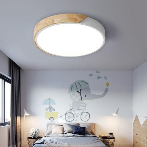 Chiaro Led Ceiling Light in White and Wood - A Modern Touch 5