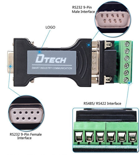 DTECH RS232 to RS485/RS422 Converter Adapter DT-9003 4