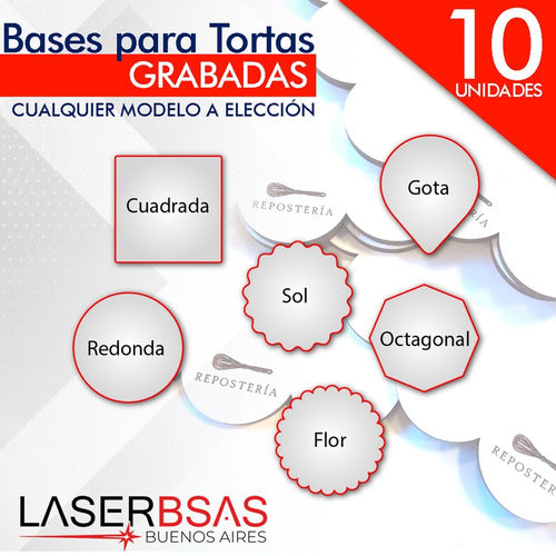 Base Para Tortas Impresas 22 Y 23 Cm X10  Bt2223-fp-10 0