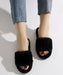 PlatinumStore Black Open-Faced Plush Slippers for Women 1