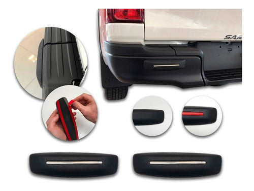 Kenny Hilux 2016/21 Rear Bumper Protectors X2 Set Red Trim 1