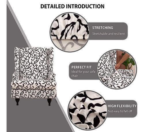 CRFATOP Wing Chair Slipcovers Printed 2 Piece Stretch 2