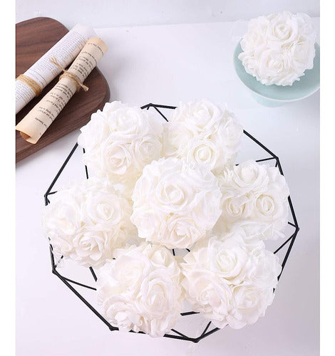 Idyllic 9pcs Rose Flower Foam Kissing Balls for Decoration 3