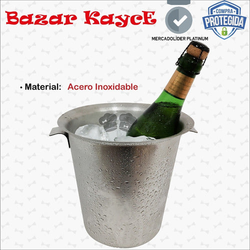 Stainless Steel Solid Handle Champagne Bucket Ice Bucket 4
